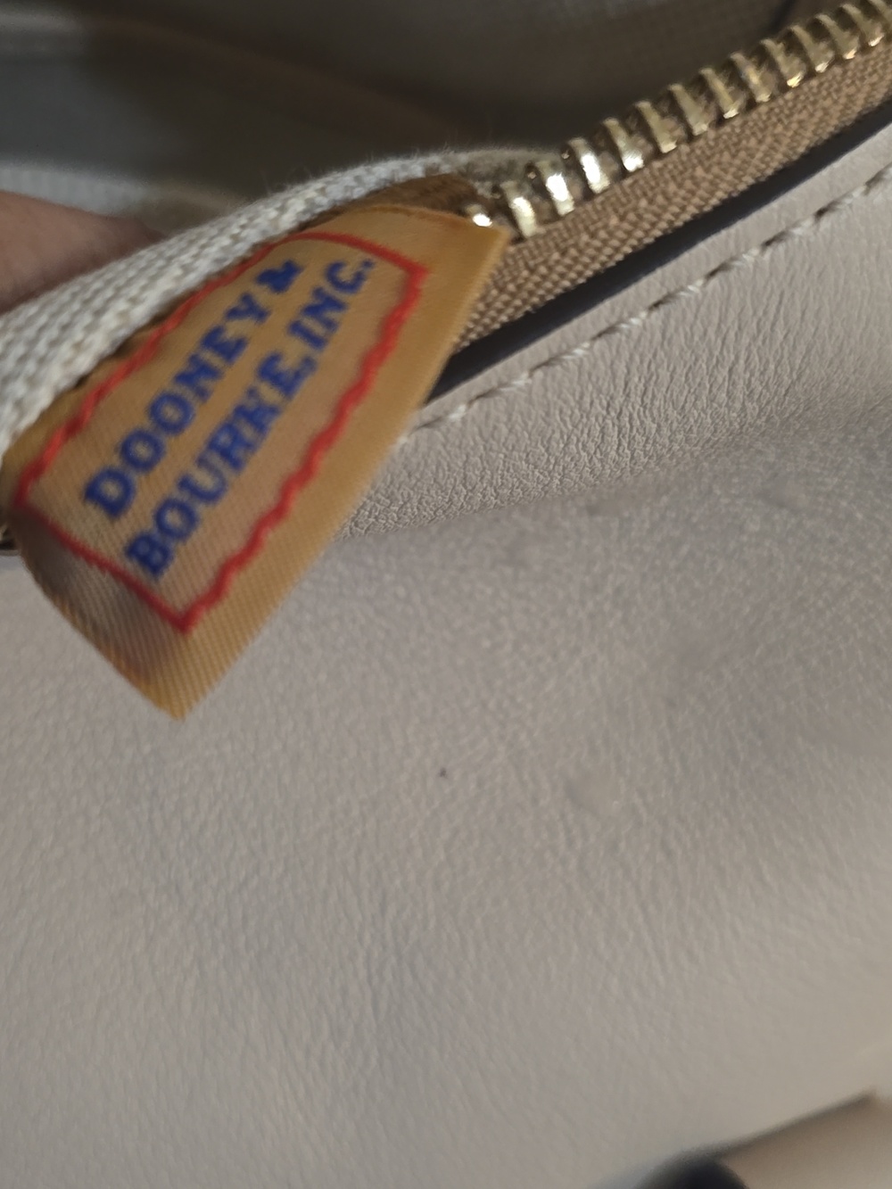 Dooney & Bourke Cream Leather Satchel with Tassel - Picture 14 of 16